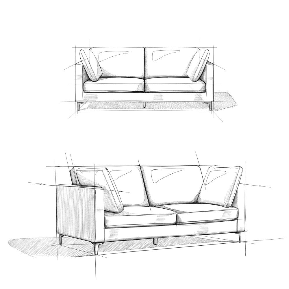 Ava - Mid Century Sofa, Upholstered