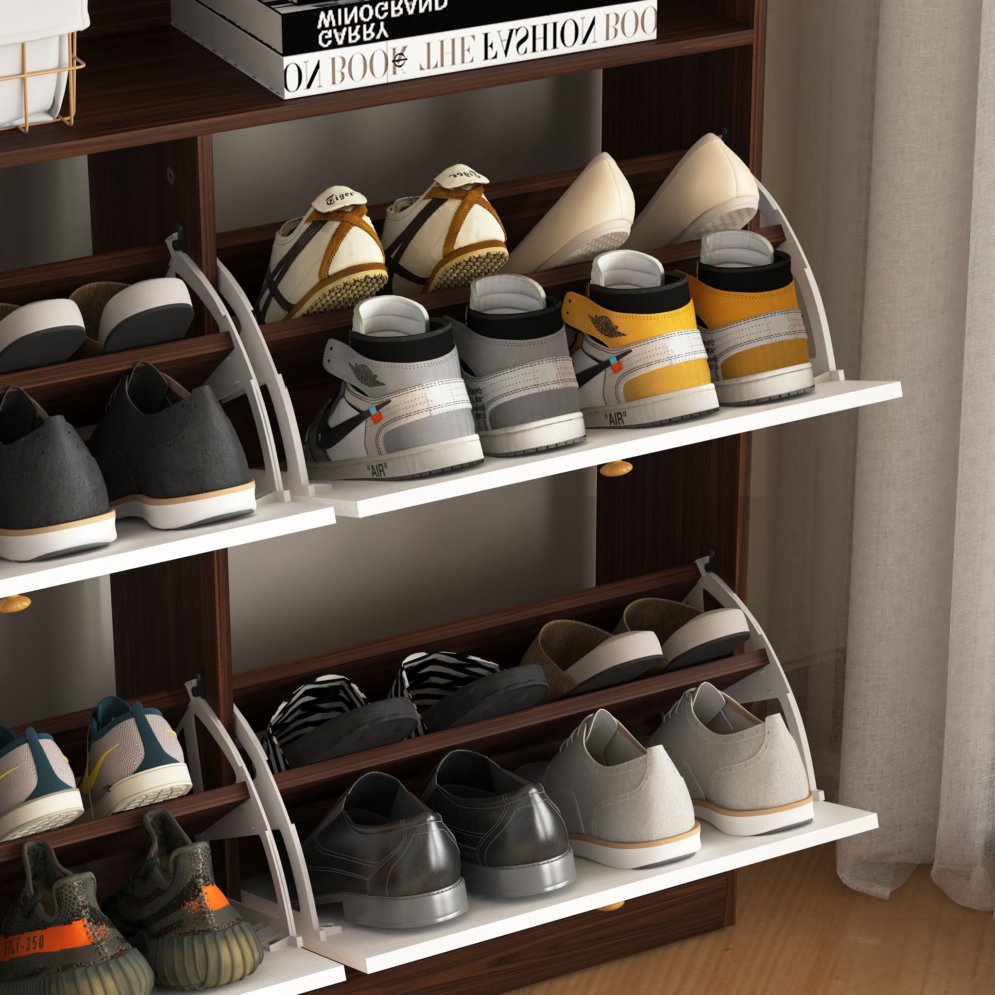 Modern Freestanding Shoe Storage Cabinet With 4 Flip Drawers