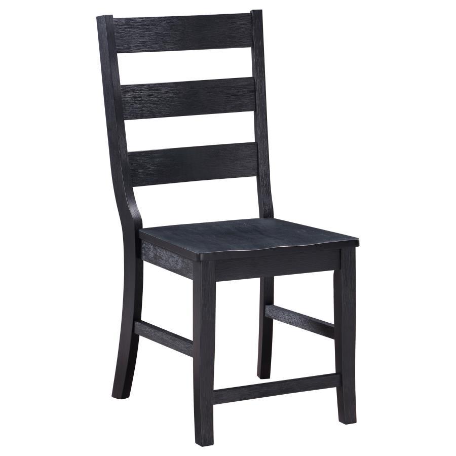 Coaster Fine Furniture Newport - Ladder Back Wood Dining Side Chair (Set of 2) - Black | Meri Furniture