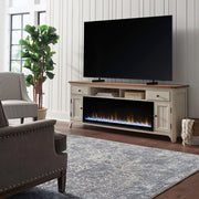 Liberty Furniture 79" Console With Fire - Medium Brown | Meri Furniture