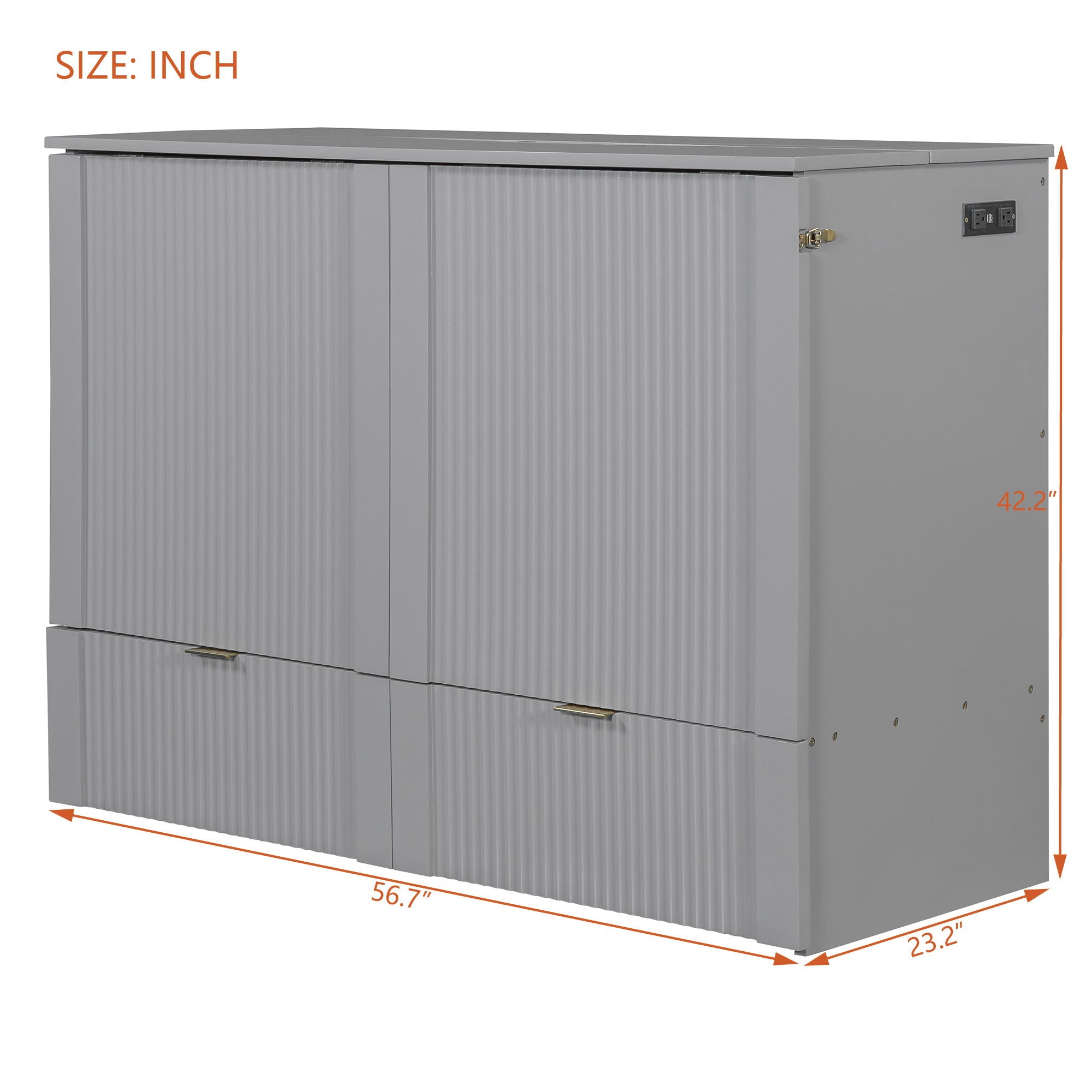 Murphy Bed With Drawer And A Set Of Sockets & USB Ports, Pulley Structure Design