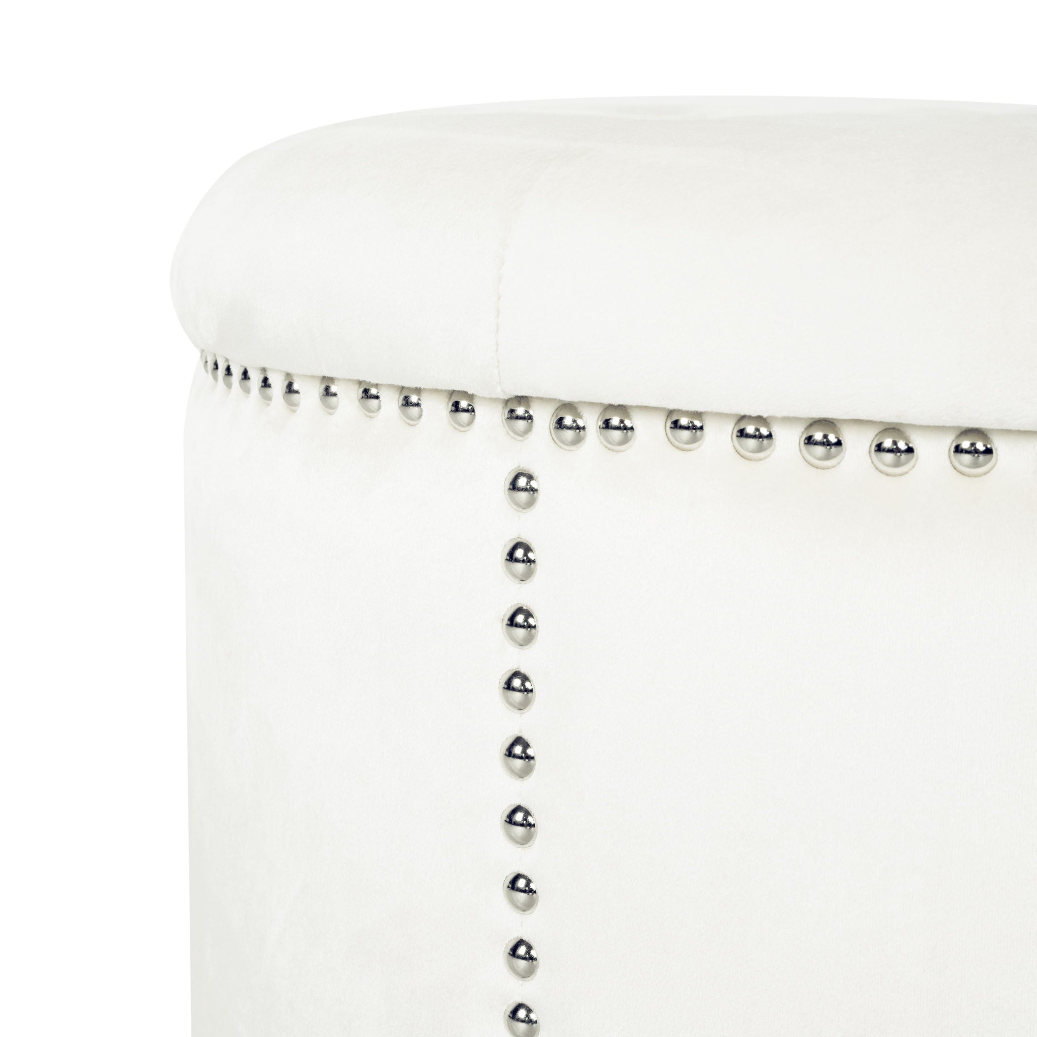 Elegant Round Ottoman Footstool With Studded Rim