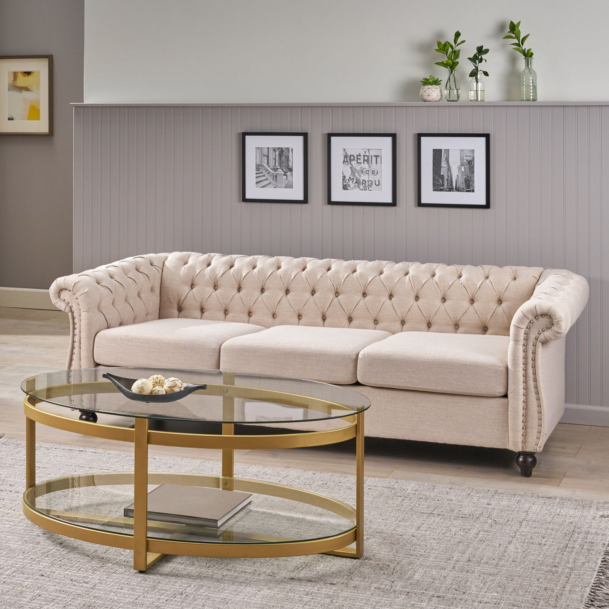 Chesterfield Style 3 Seater Sofa With Deep Button Tufting
