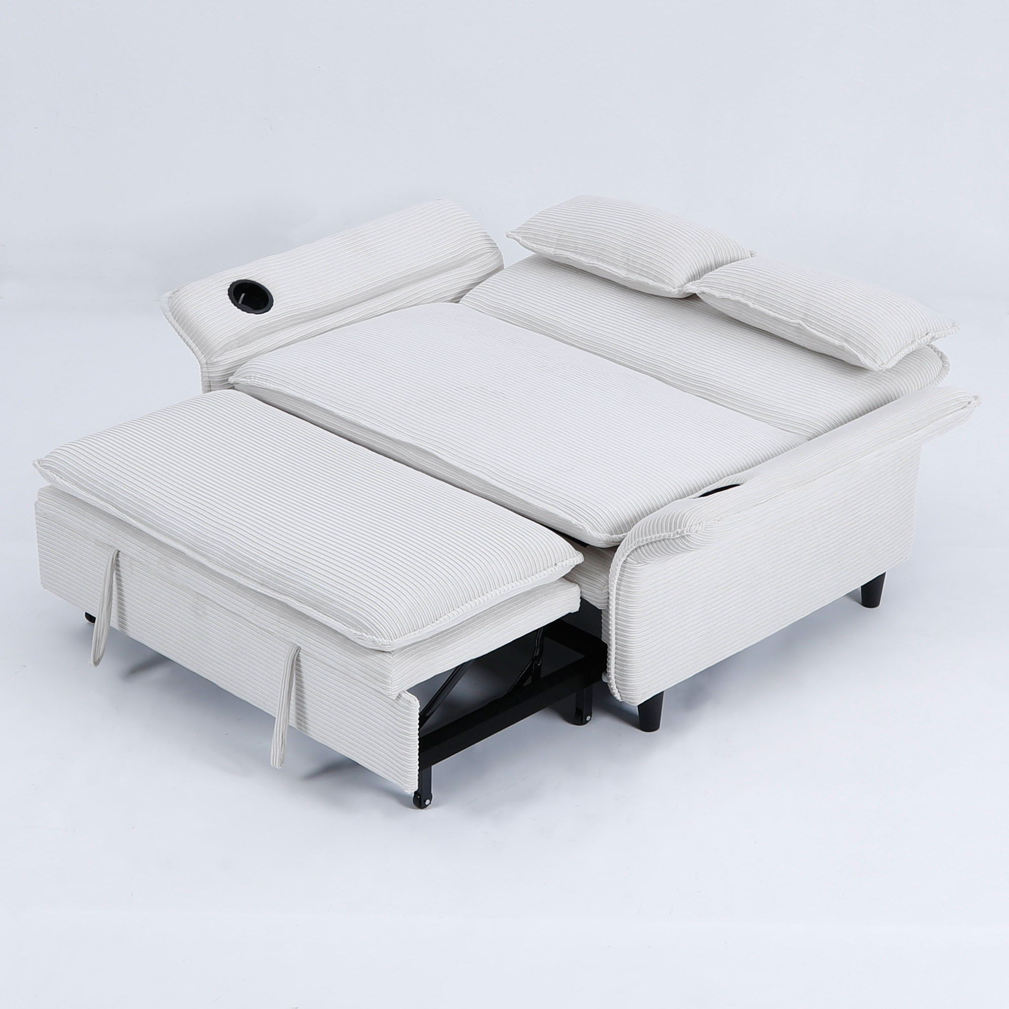 Modern Fabric Multi-Functional Sofa Bed With Adjustable Armrests And Backrests