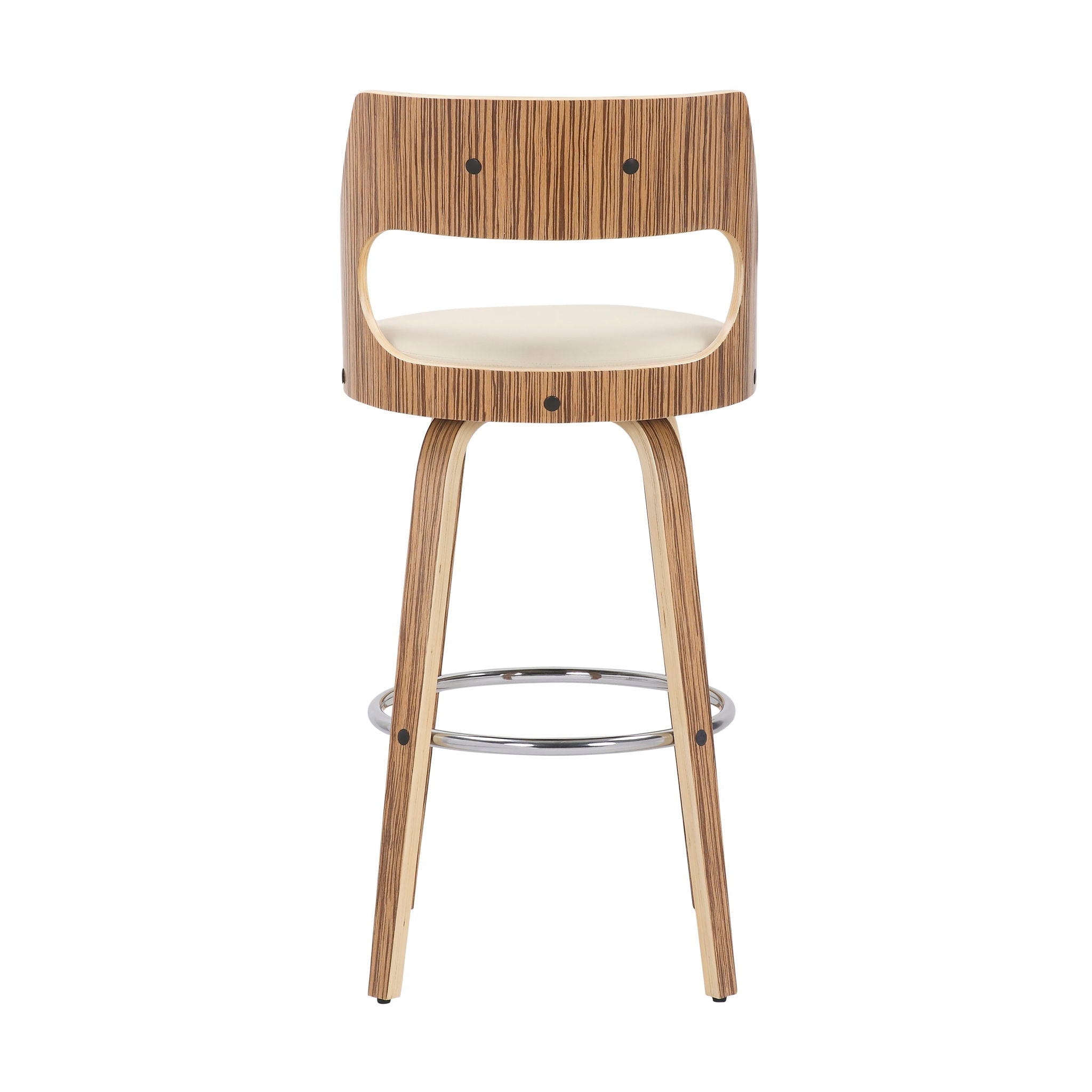 Cecina - Mid-Century Modern Fixed Height Barstool With Swivel (Set of 2) - Zebra / Cream