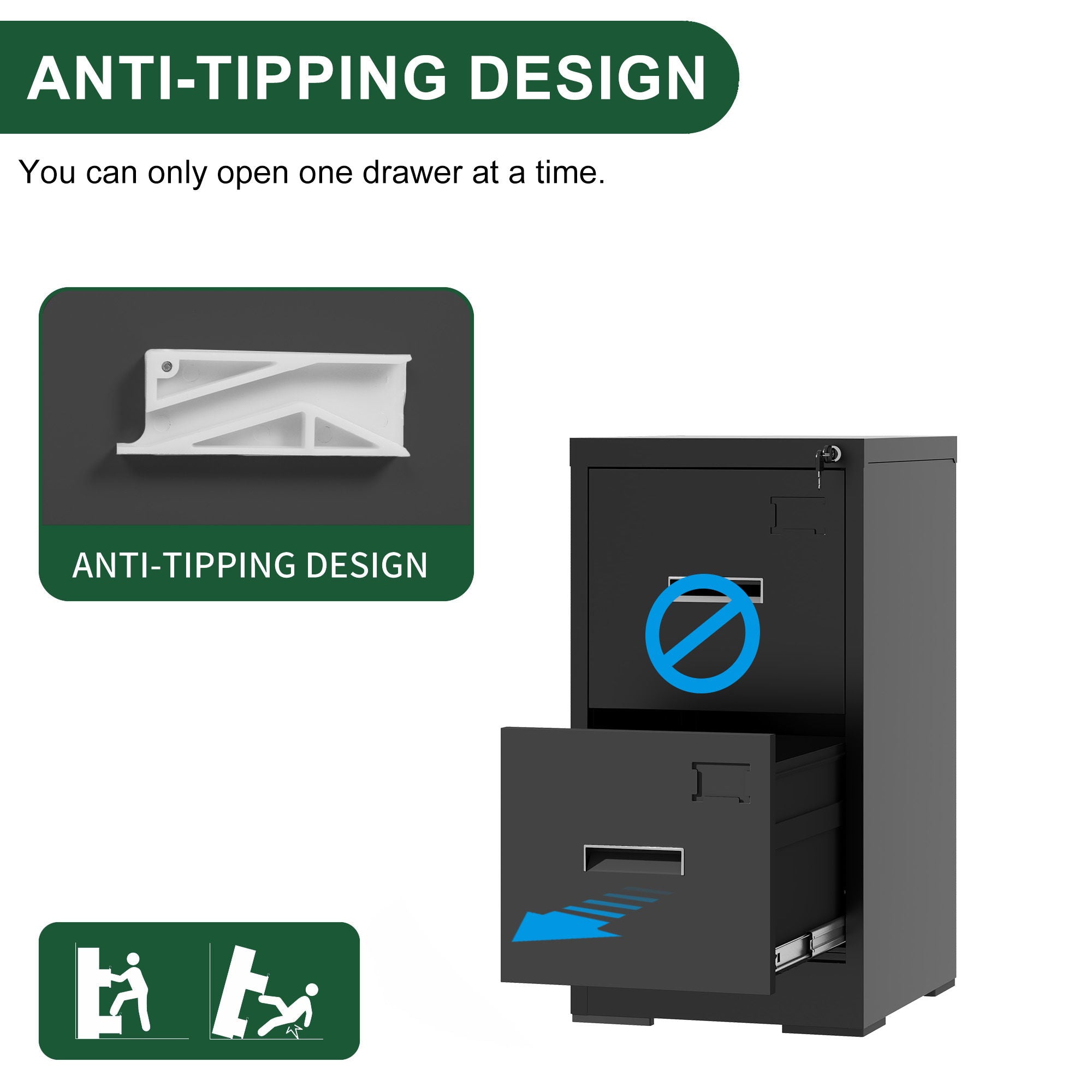 Modern Drawer Metal Vertical File Cabinet With Lock And Card Slot For Office