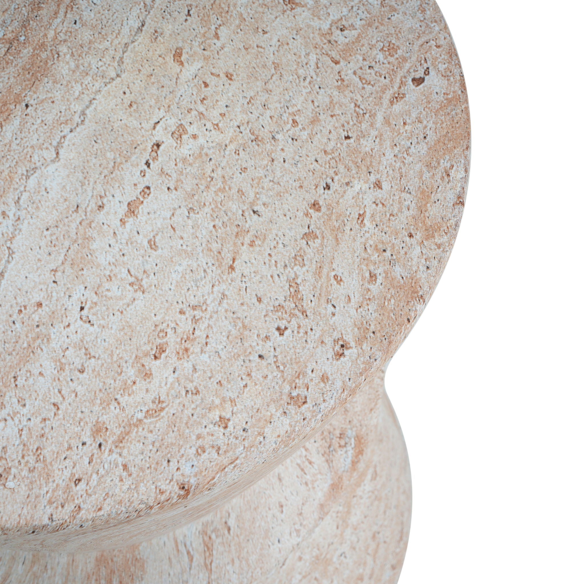 Outdoor / Indoor Lightweight Concrete Side Table With Travertine - Beige