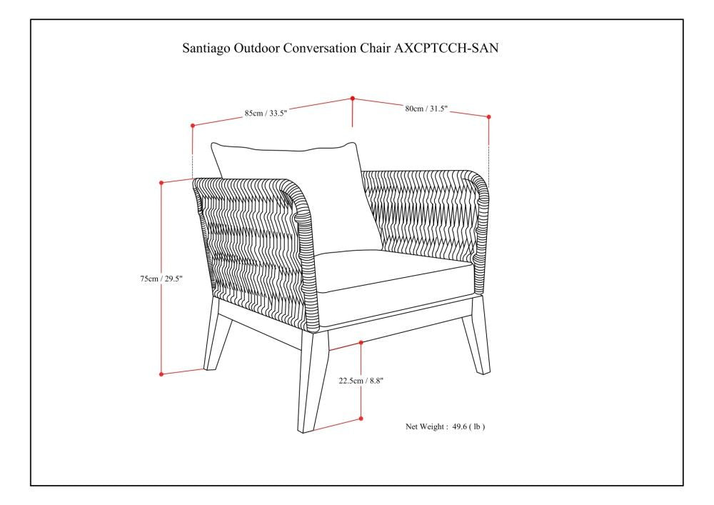 Santiago - Outdoor Conversation Chair - Slate Gray