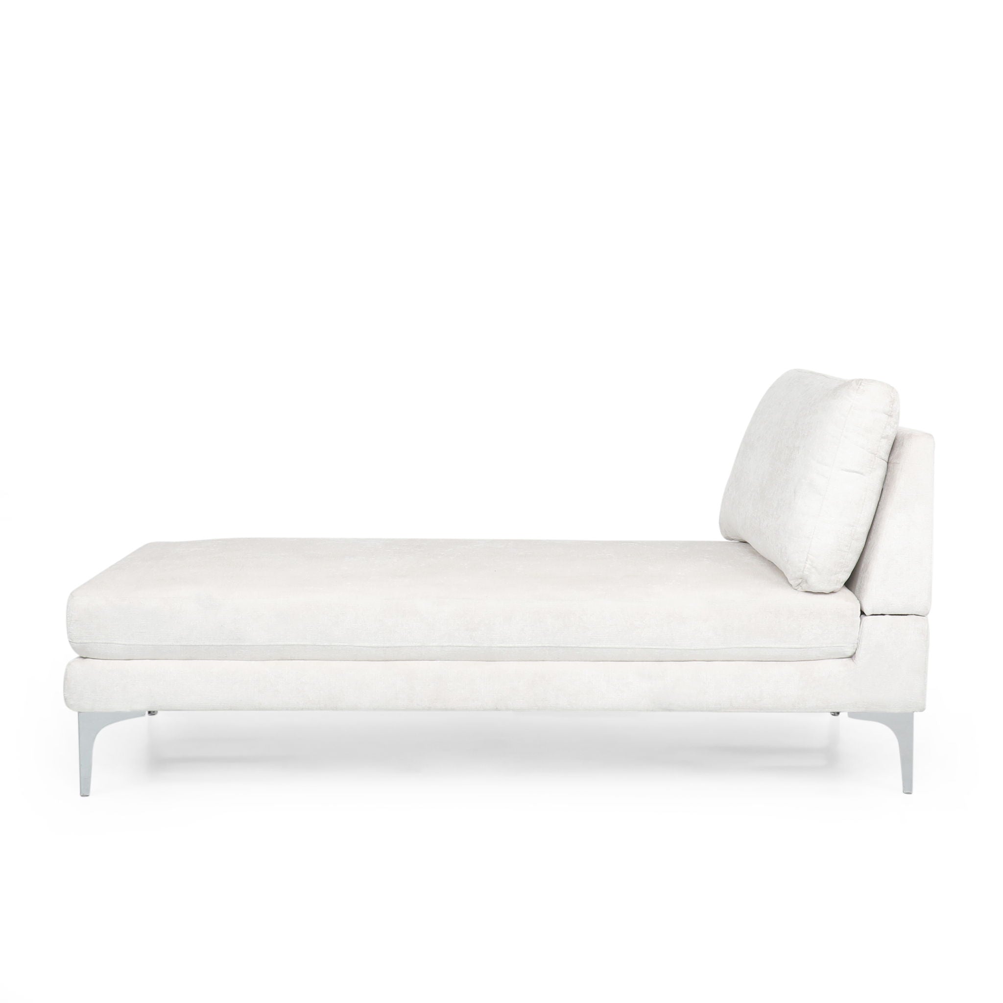 Fabric Upholstered Chaise Lounge With Iron Bracket Legs