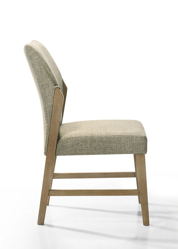 Eden Set of 2 Beige Linen Dining Chair with Rustic Oak Finish Legs