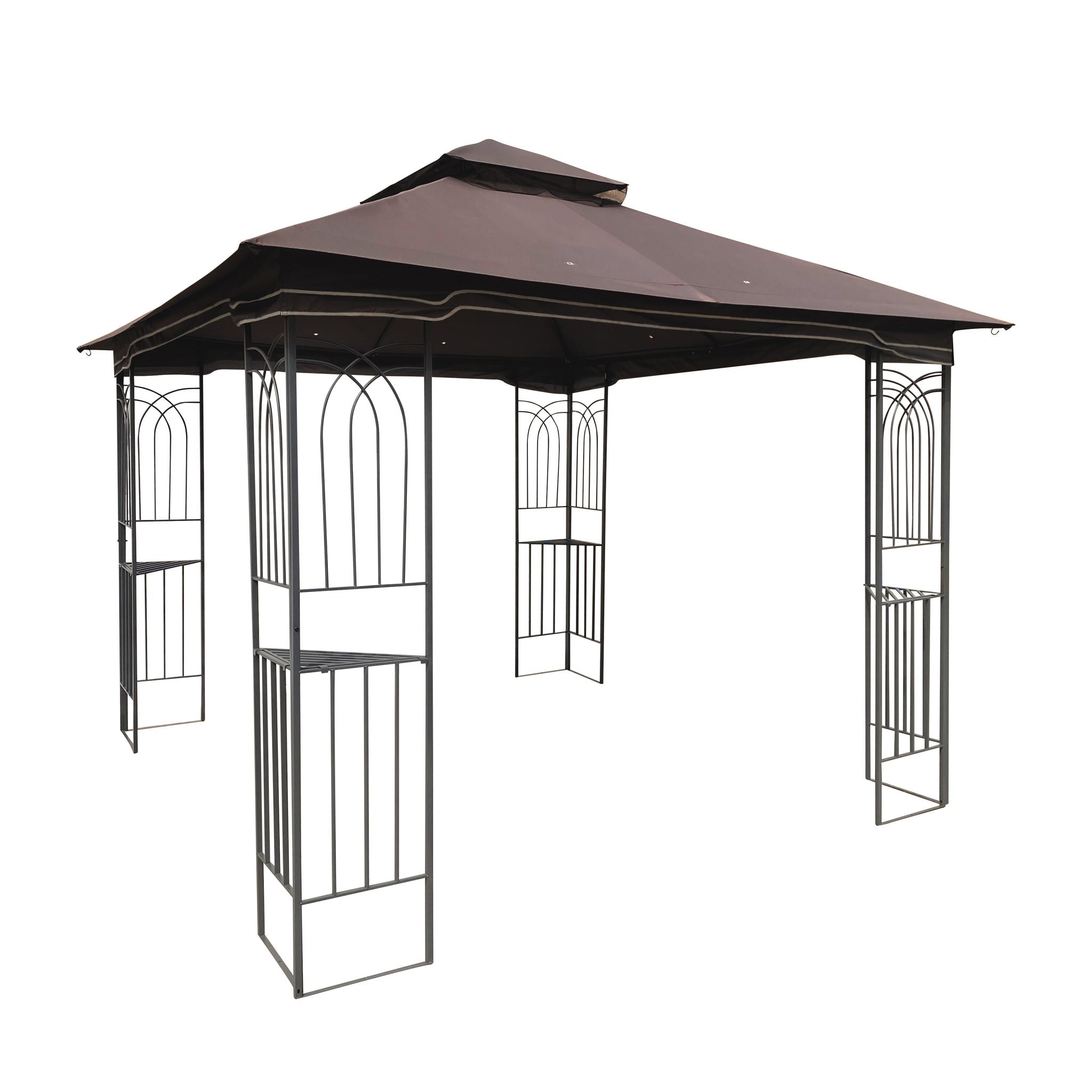 Patio Gazebo Tent With Ventilated Double Roof And Mosquito Net