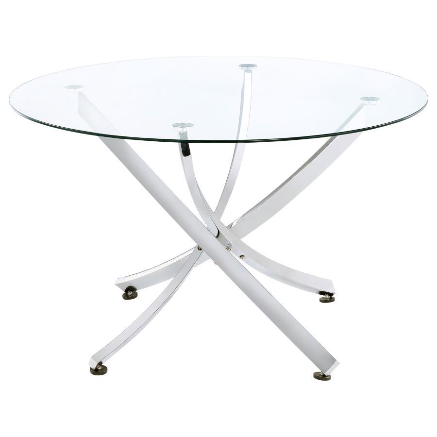 Coaster Fine Furniture Beckham - Round Glass Top Dining Table | Meri Furniture