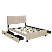 Platform UpholsteredBed With 2 Drawers And Twin Long Trundle