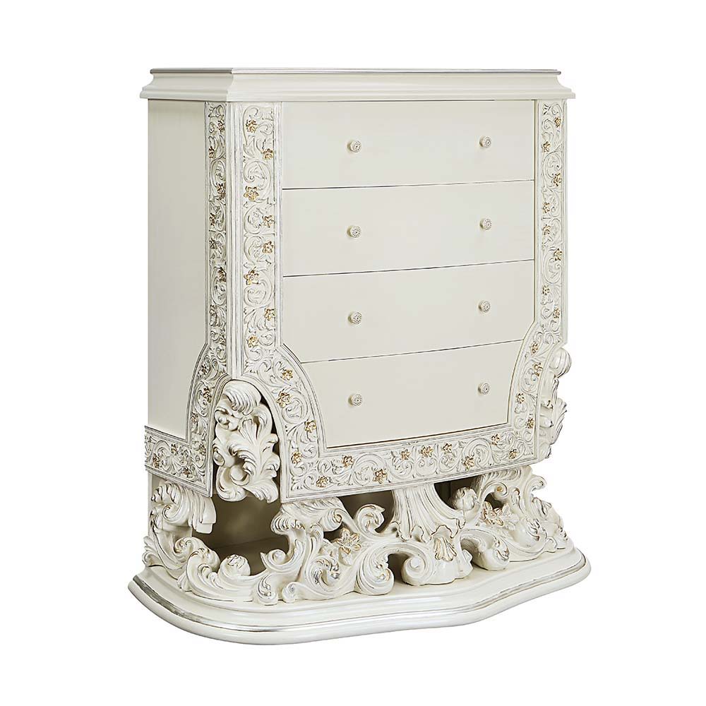 ACME Adara - Chest - Antique White Finish | Meri Furniture