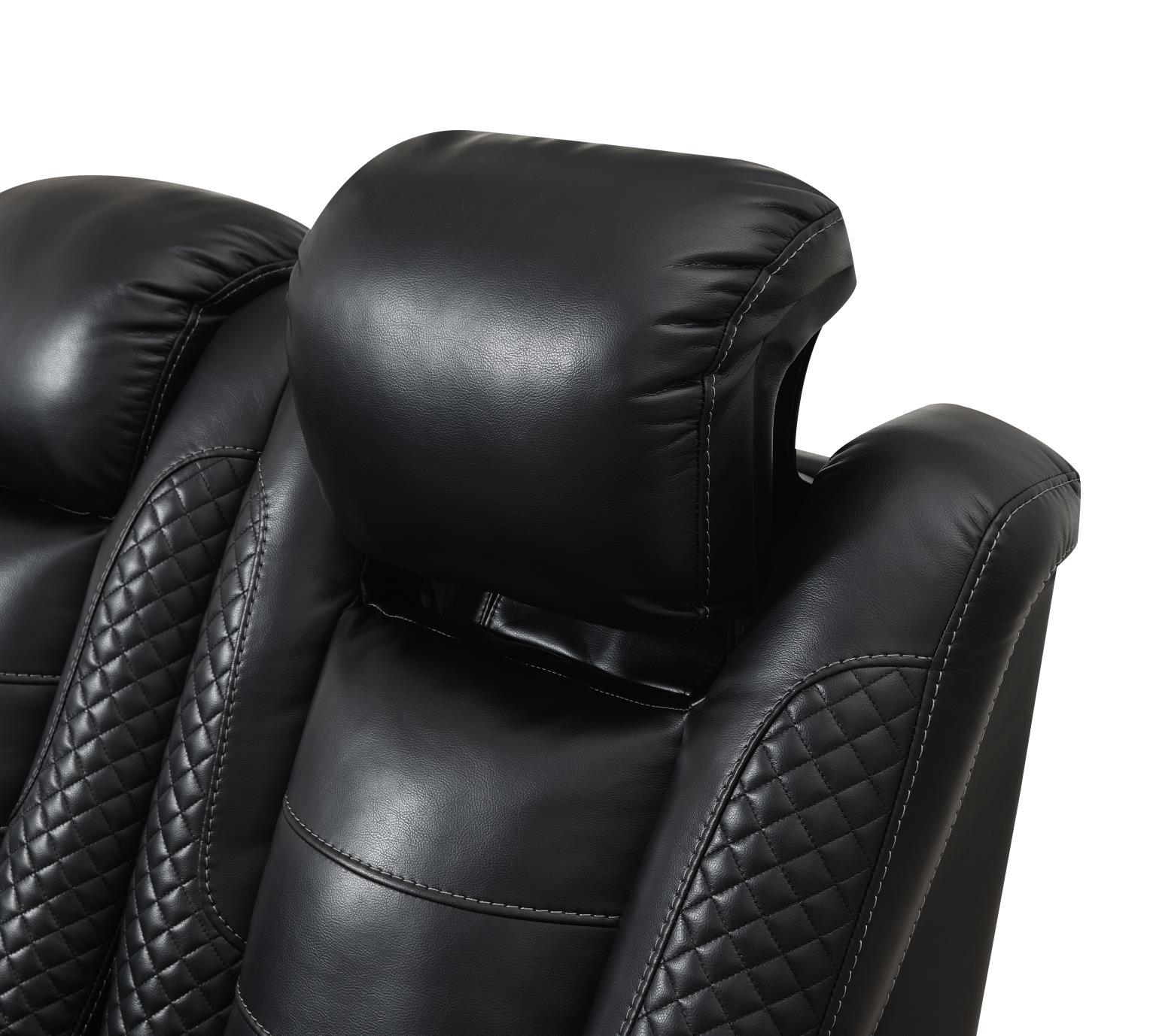 U92 - LED Power Reclining With Power Headrest, Bluetooth Speaker, And Drop Down Table Loveseat - Black