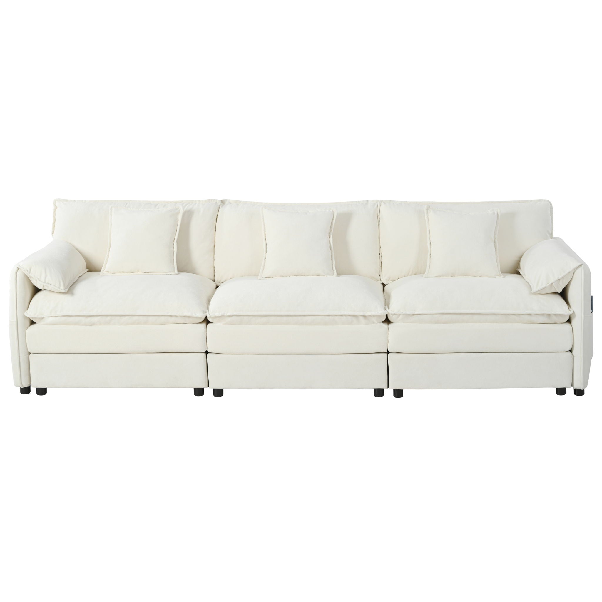 Modern Comfy Deep Seat Modular Sectional Sofa Cloud Couch With Ottoman