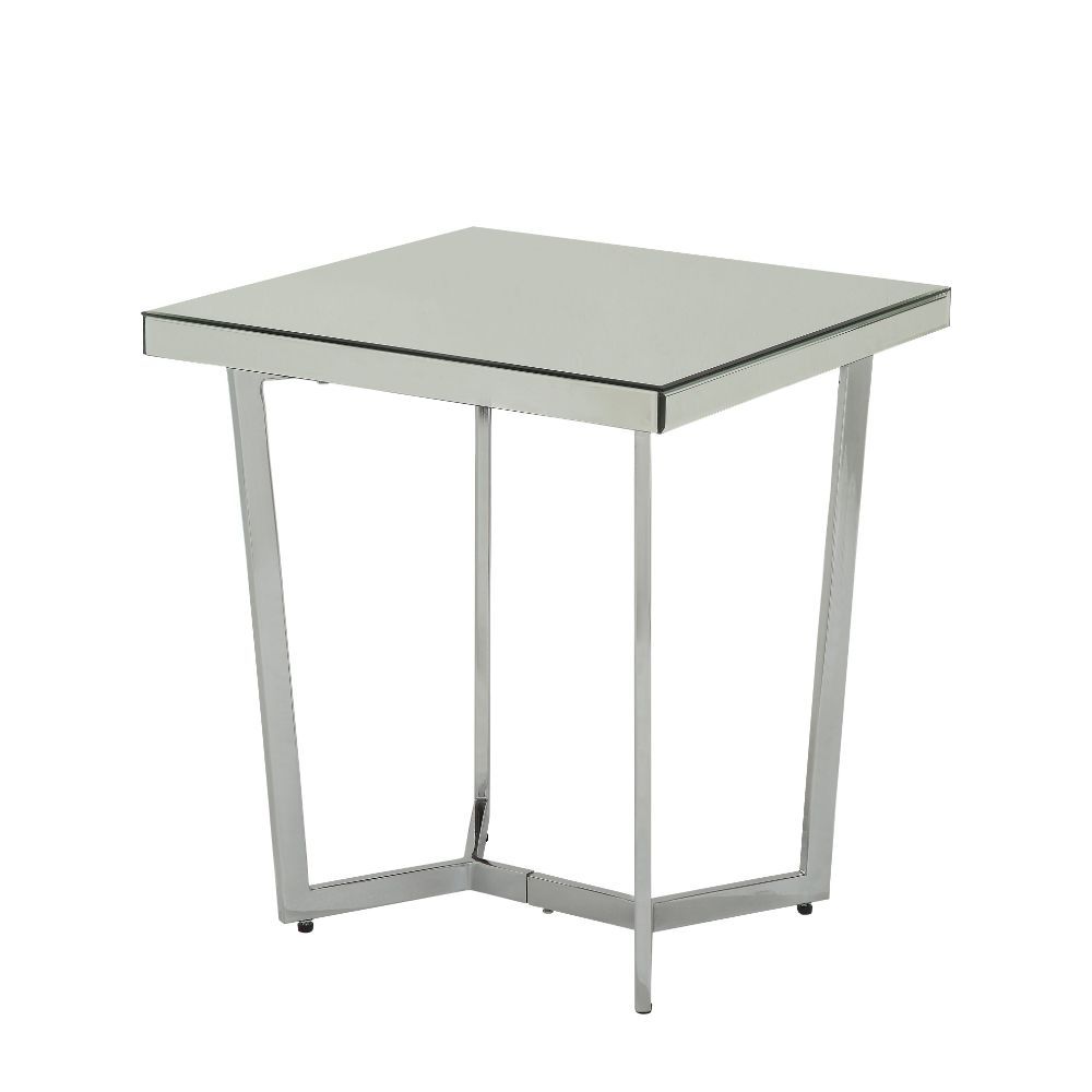 ACME Hastin - End Table - Mirrored & Chrome | Meri Furniture