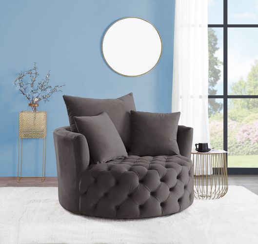 ACME ‧Seat Construction: Full Foam‧Wooden Inner Frame‧Tight Seat & Back Cushion‧Botton Tufted‧3 Pillows Included‧Foam Density: D28‧Swivel Function(360 Degree) | Meri Furniture