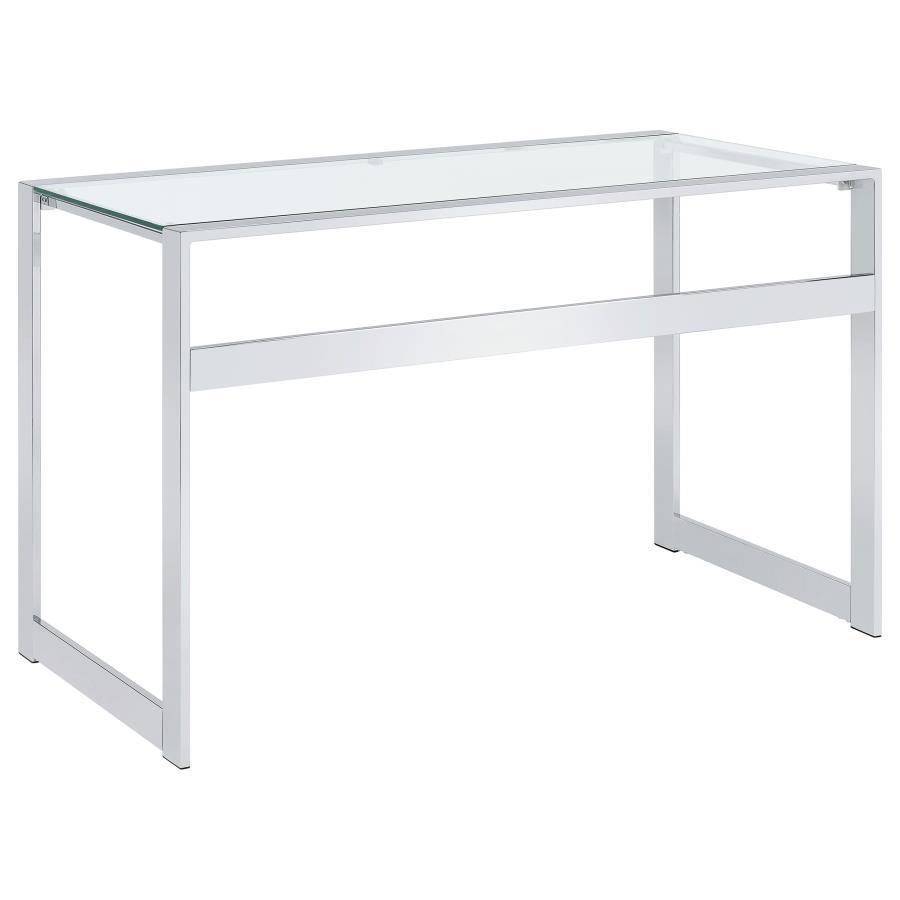 Coaster Fine Furniture Hartford - Glass Top Writing Desk - Chrome | Meri Furniture