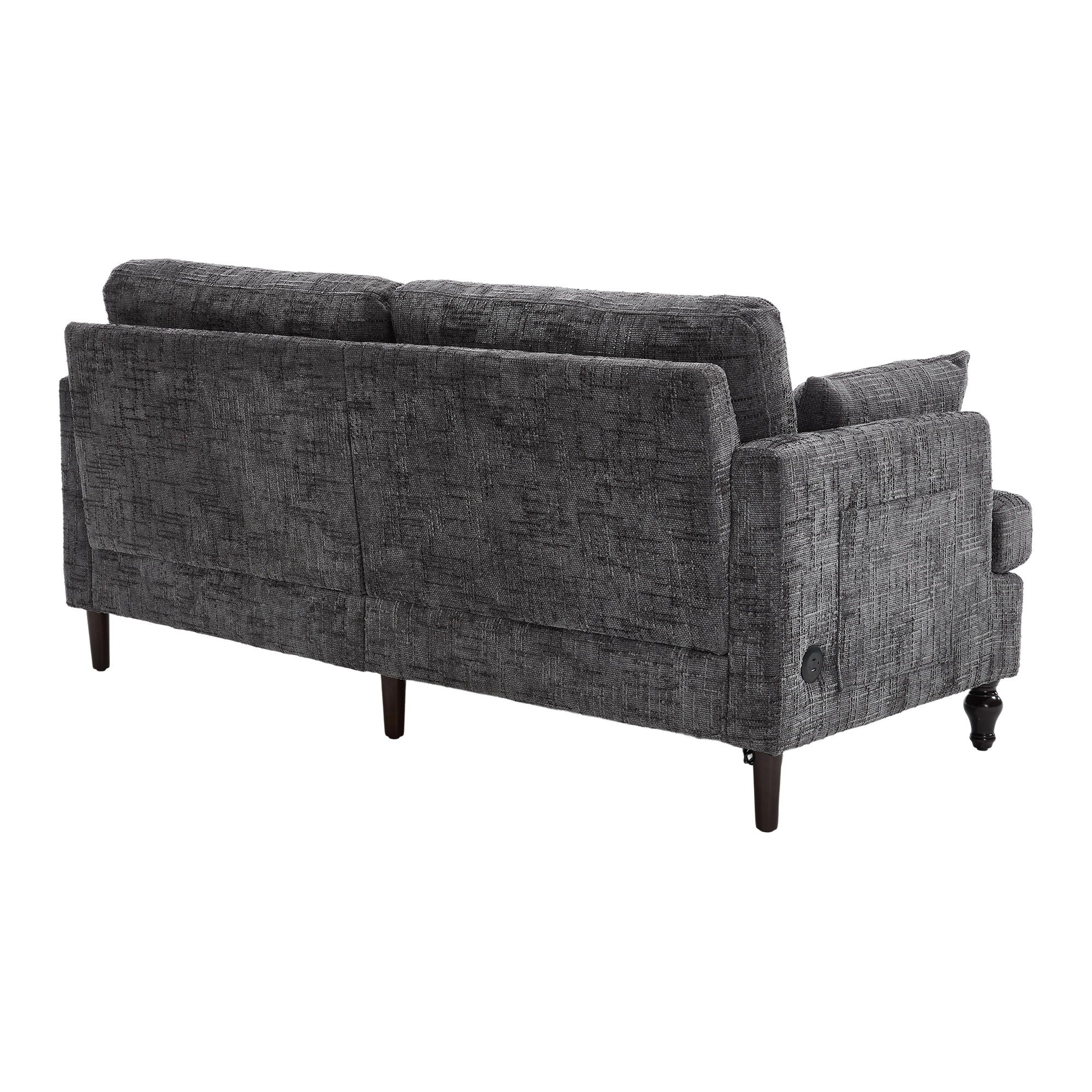 Chenille 2 Seater Sofa With LED Light, USB Charging Port, And Storage Bag