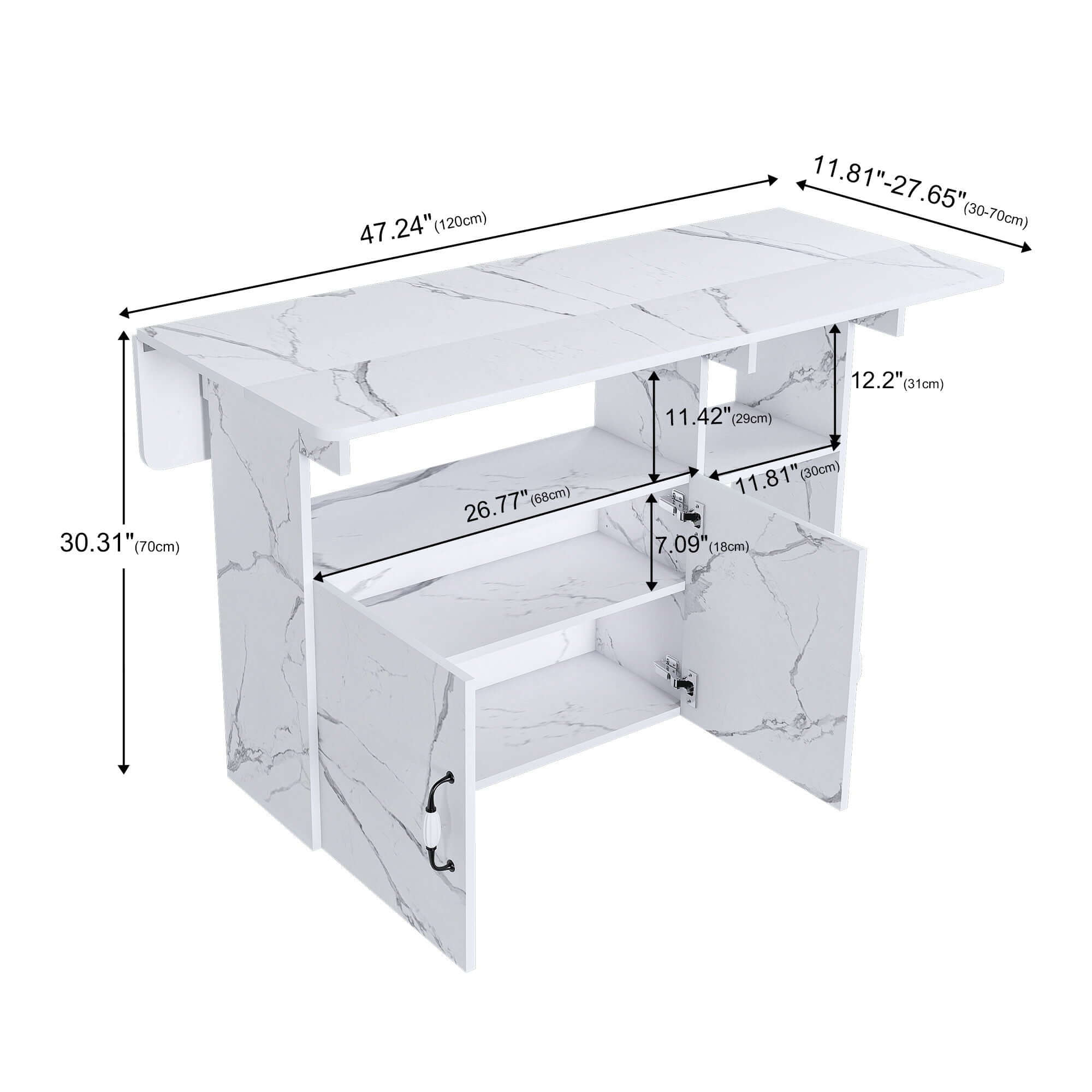 Multi Functional Folding Table With Storage Shelves And Wheels