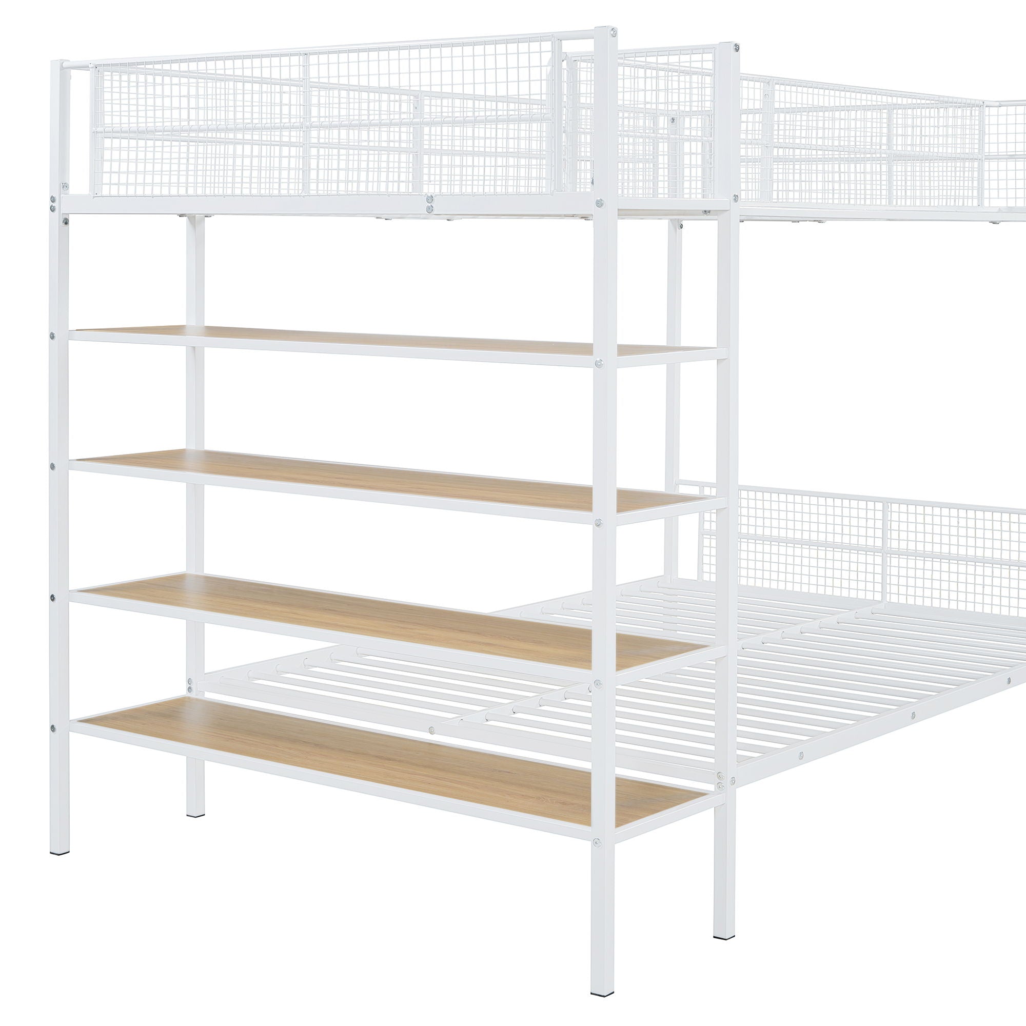 Bunk Bed With 5 Tier Shelves