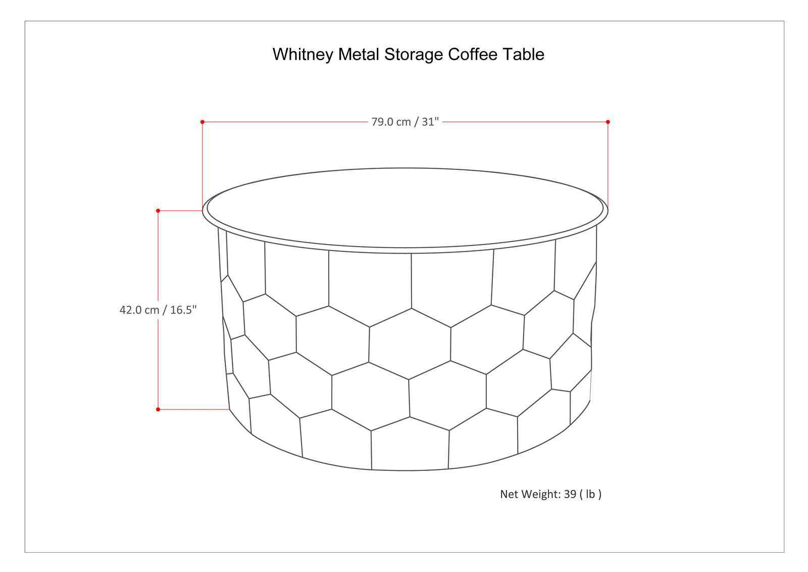 Whitney - Handcrafted Metal Storage Table