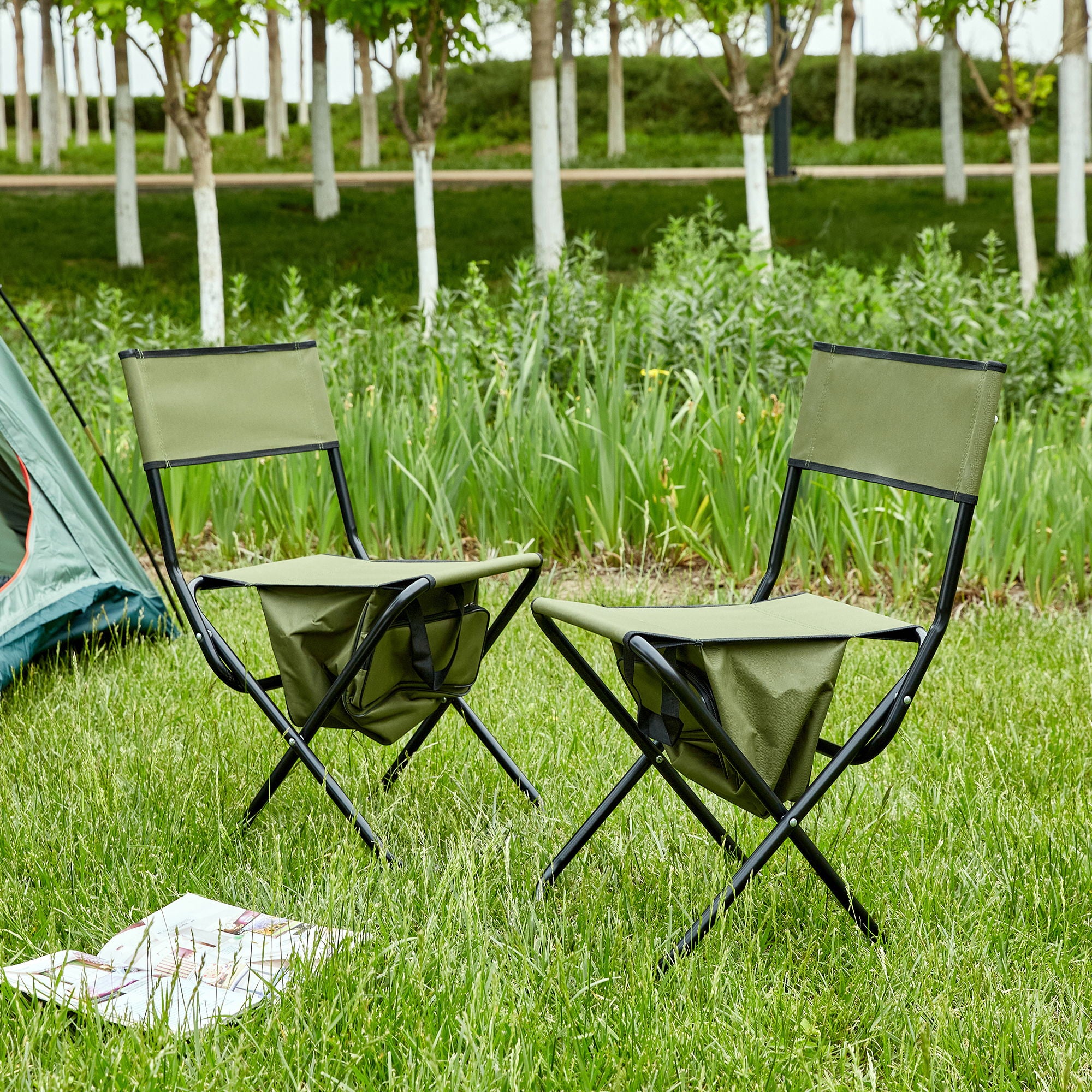 Folding Outdoor Chairs With Storage Bag, Portable Chair For Indoor, Outdoor Camping, Picnics And Fishing