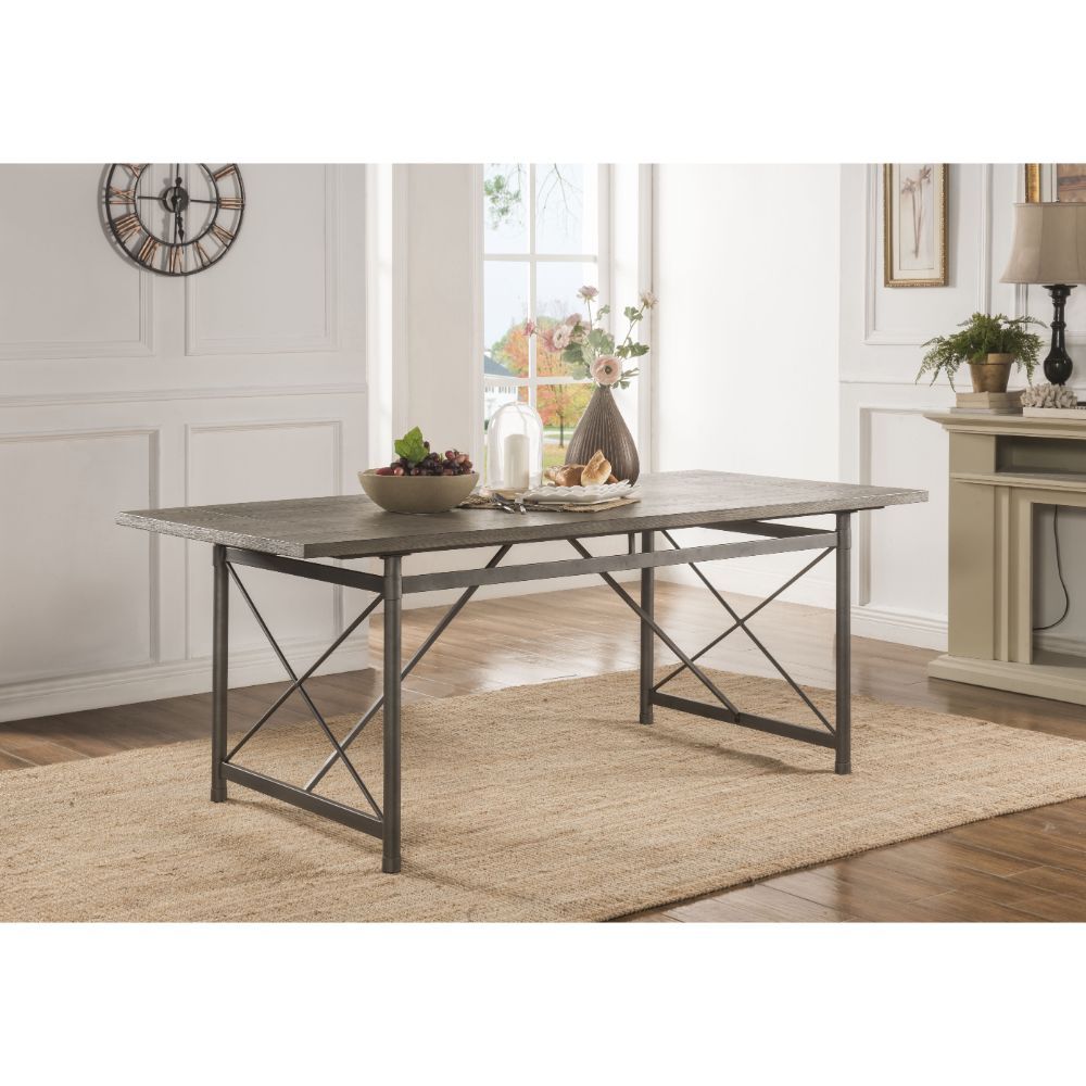 ACME Kaelyn II - Dining Table - Gray Oak & Sandy Gray | Meri Furniture