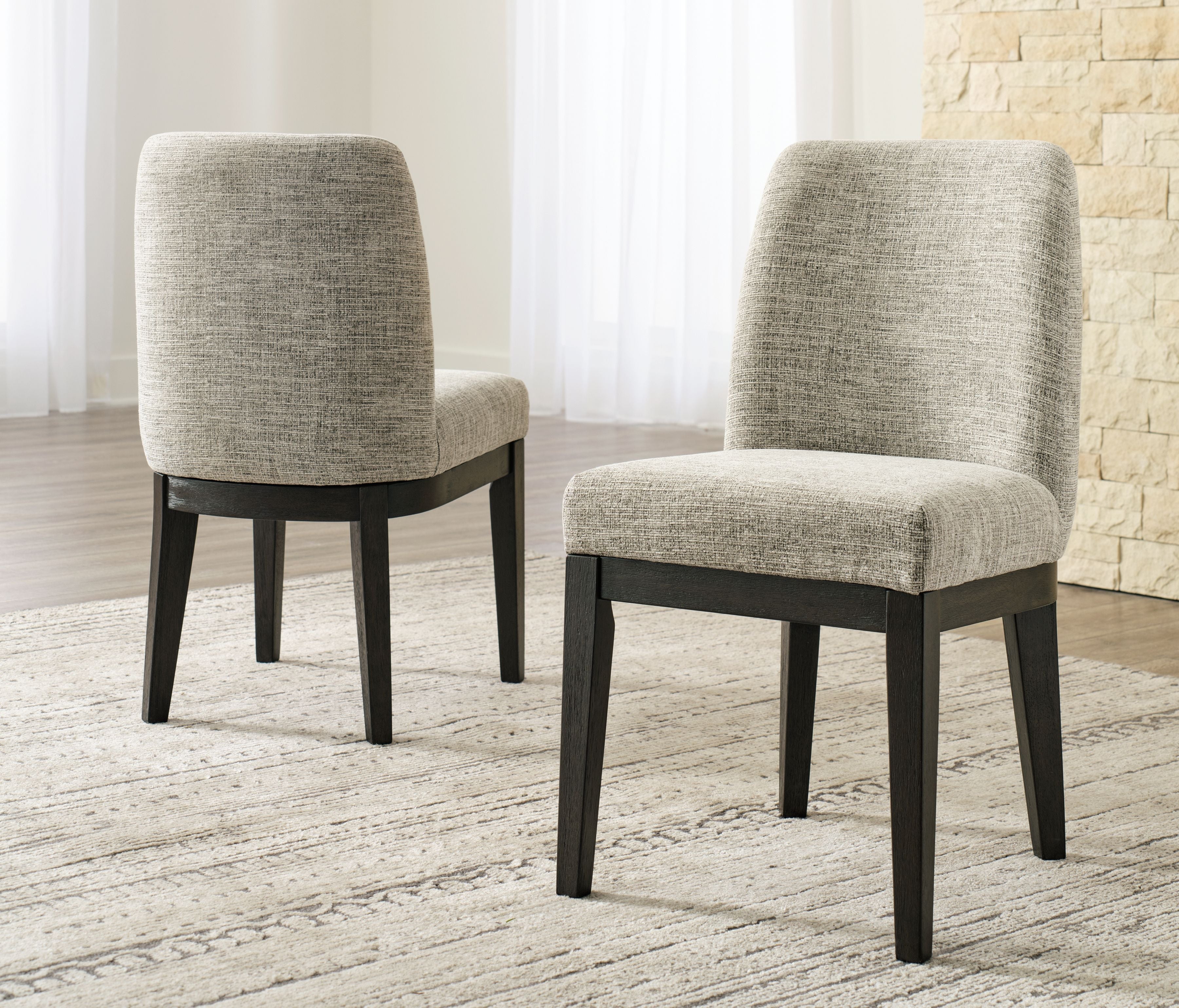 Signature Design by Ashley® Burkhaus - Beige / Dark Brown - Dining Uph Side Chair (Set of 2) | Meri Furniture