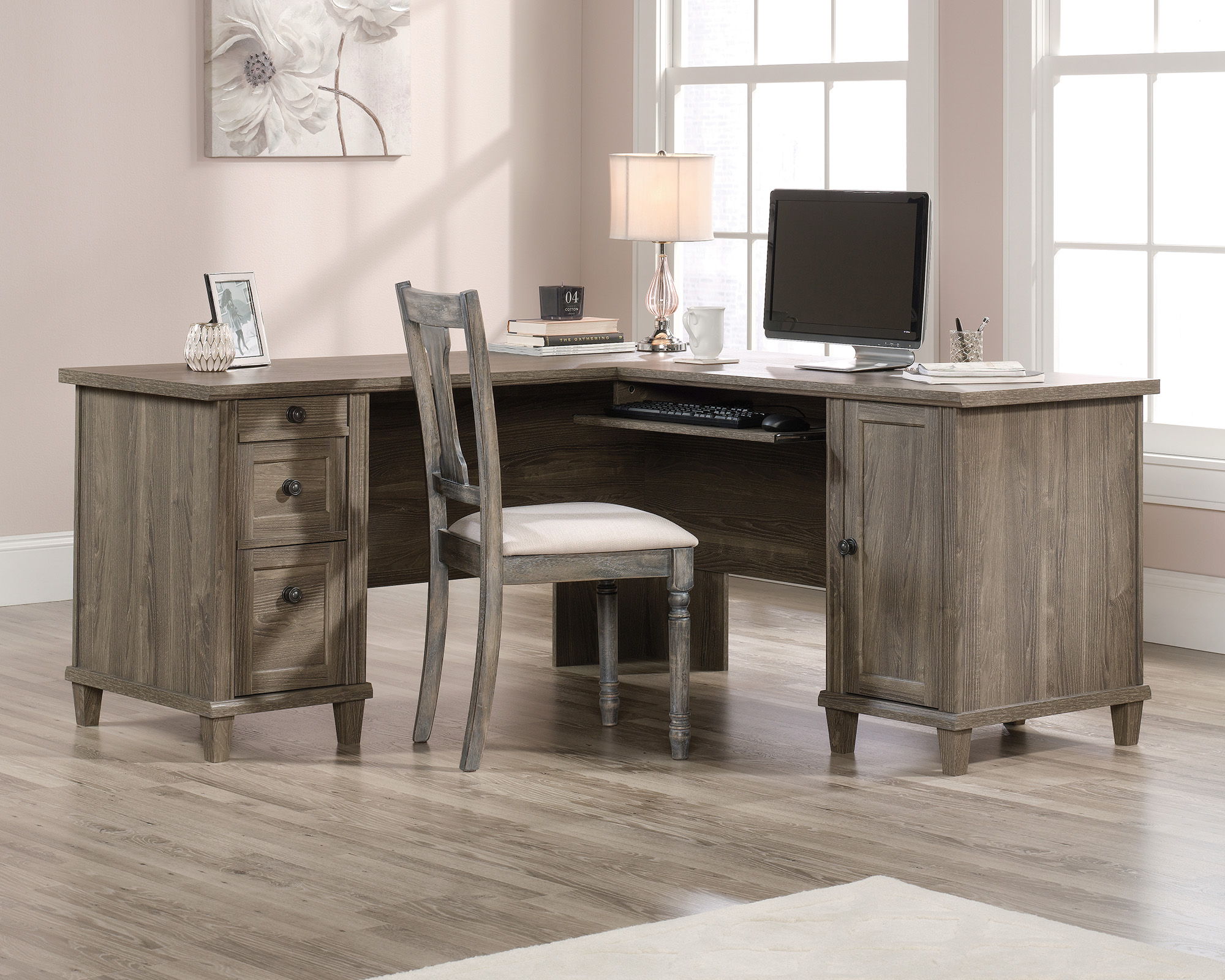 L-Shaped Desk in Emery Oak