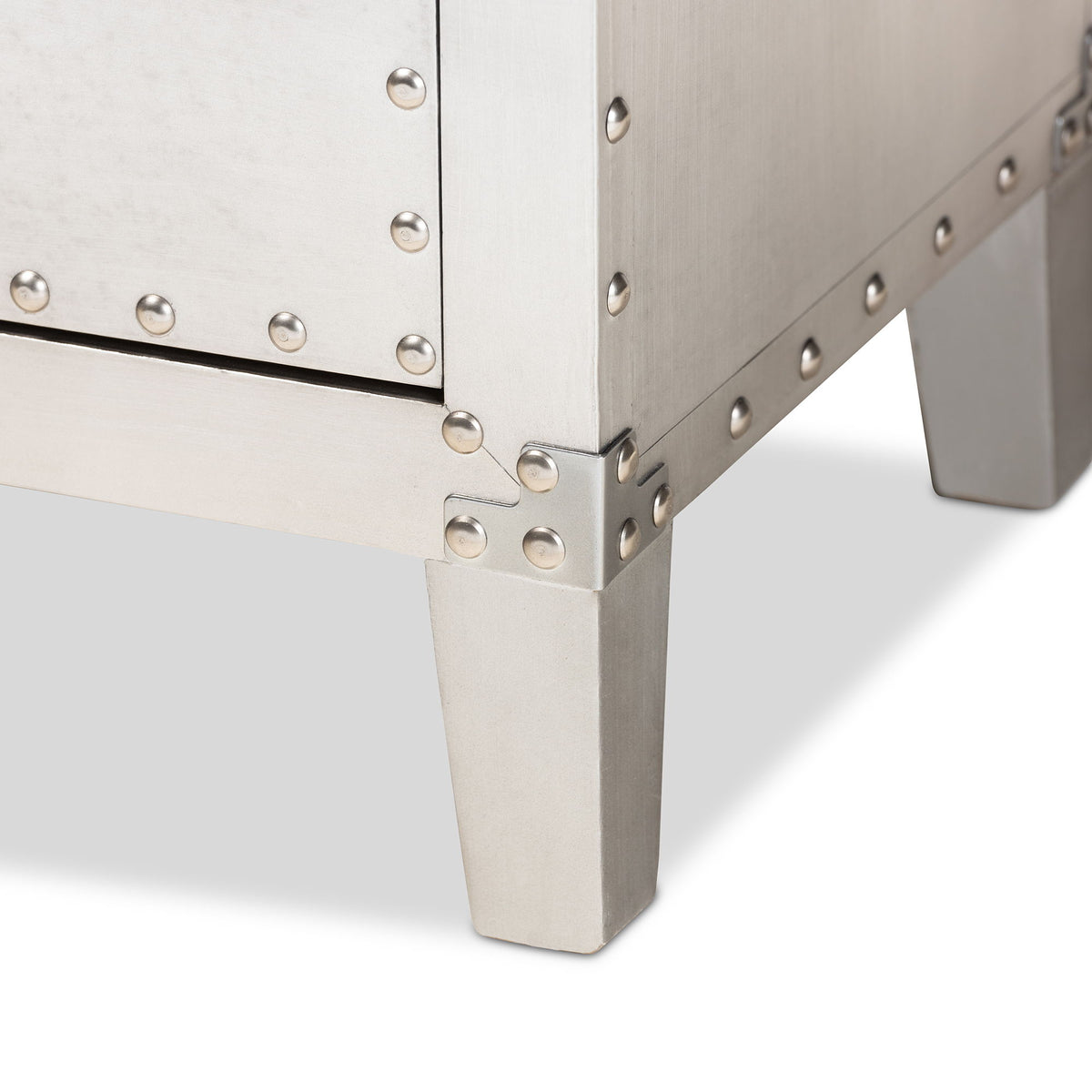 Claude French Industrial Silver Metal 3-Drawer End Table