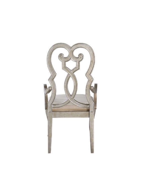 ACME Esteban - Chair (Set of 2) - Ivory Velvet & Antique Champagne Finish | Meri Furniture