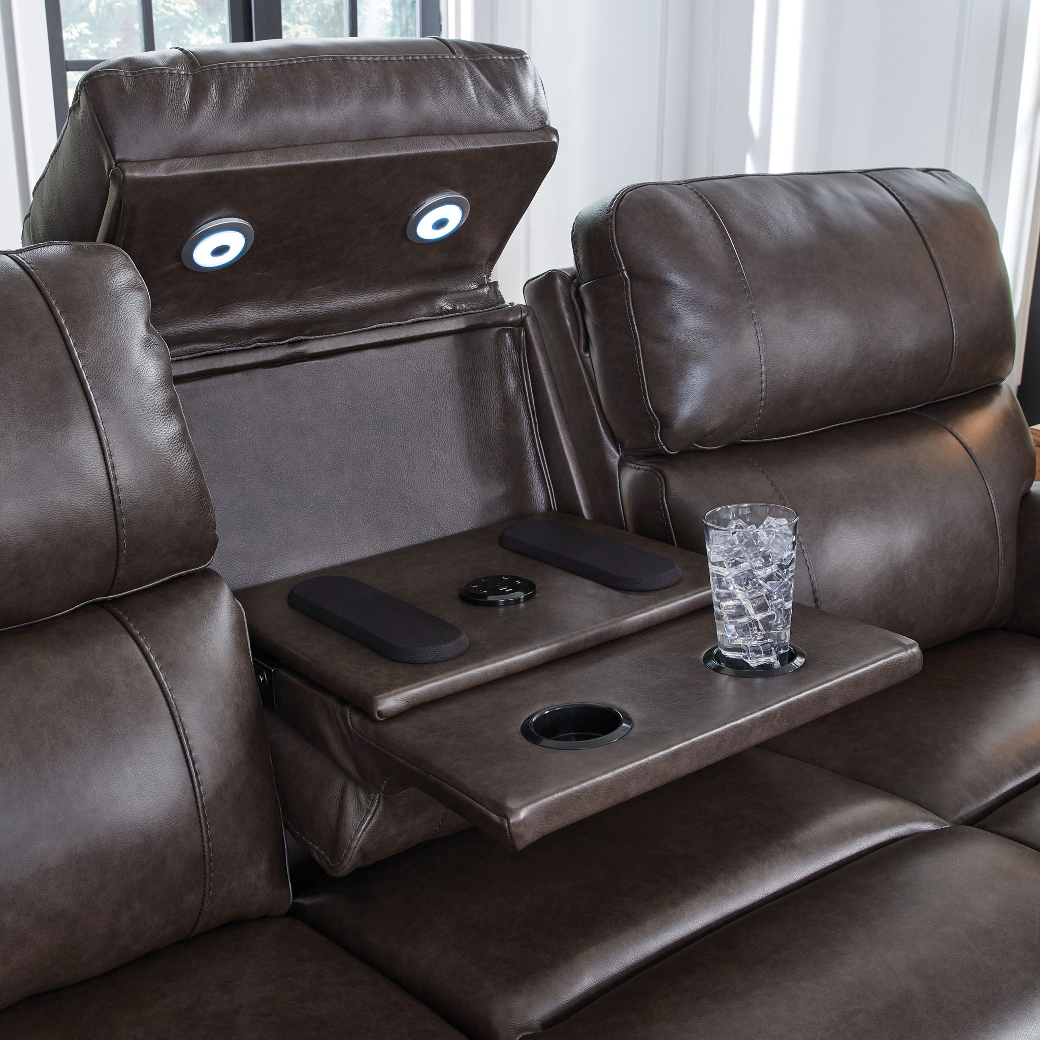 Crossplex - Power Reclining Sofa With Adjustable Headrest - Smoke