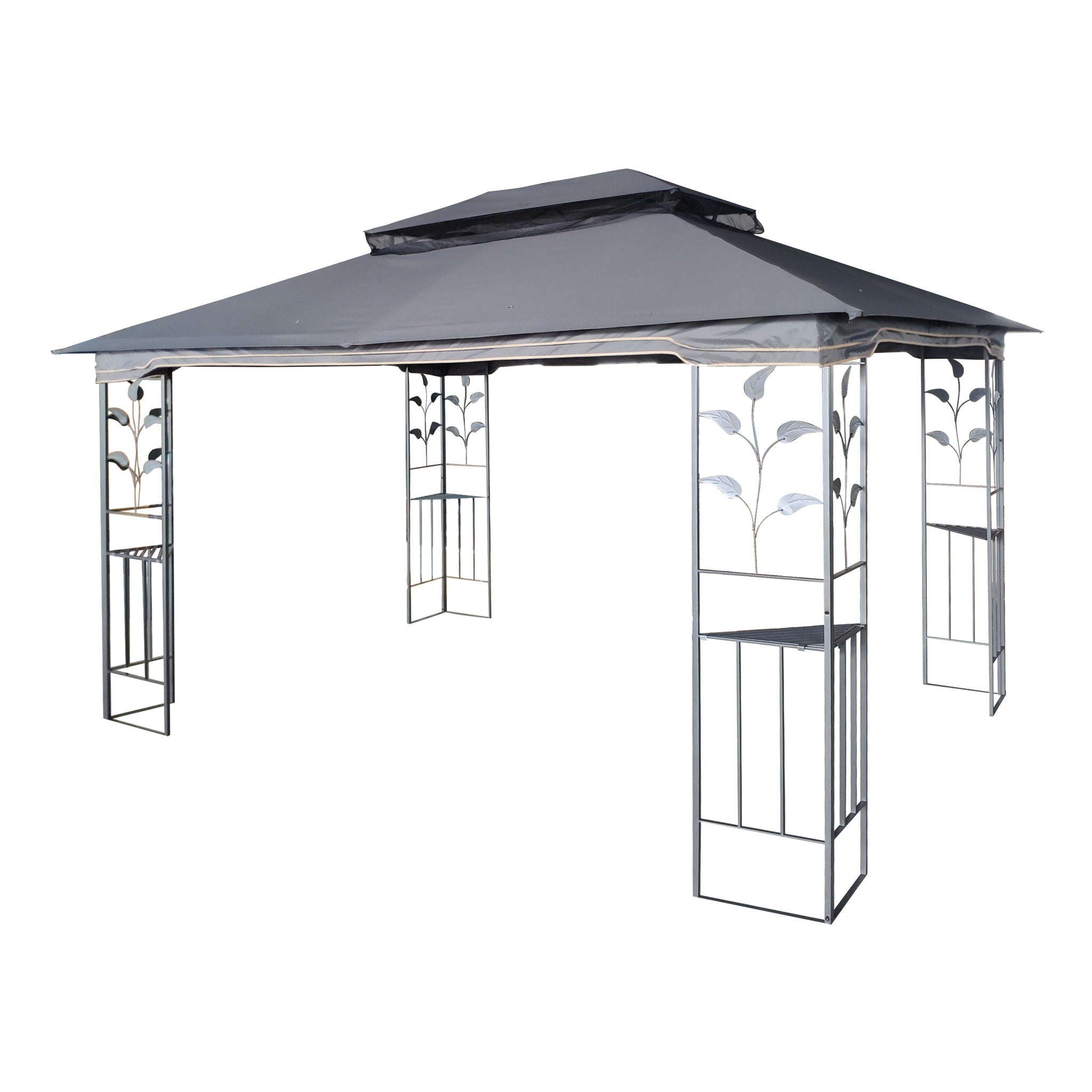 Patio Gazebo Tent With Ventilated Double Roof And Mosquito Net For Backyard Or Garden