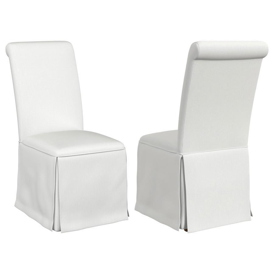 Coaster Fine Furniture Shawna - Upholstered Skirted Dining Chair (Set of 2) - White | Meri Furniture