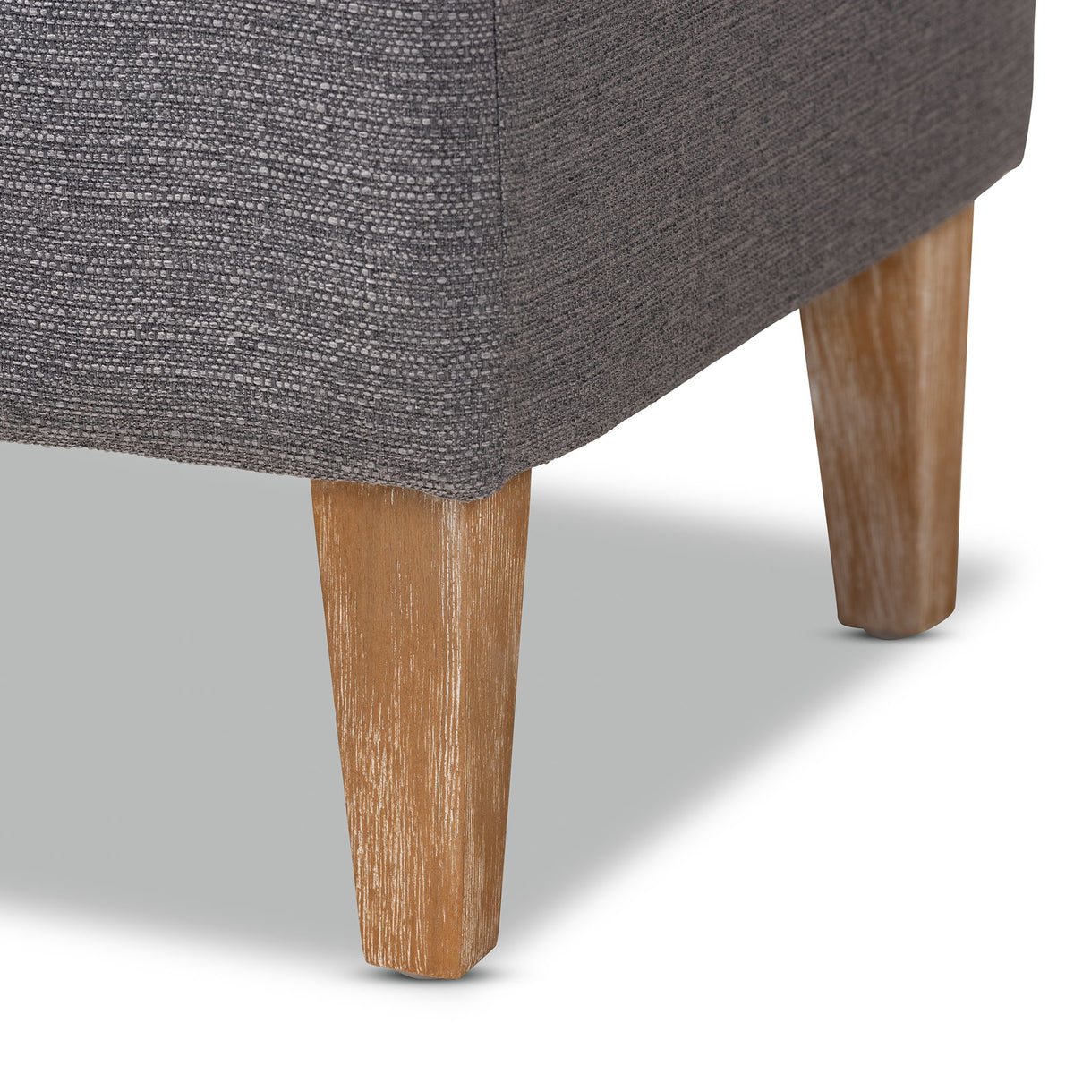 Perret Modern and Contemporary Gray Linen Fabric Upholstered Oak Brown Finished Wood Bench