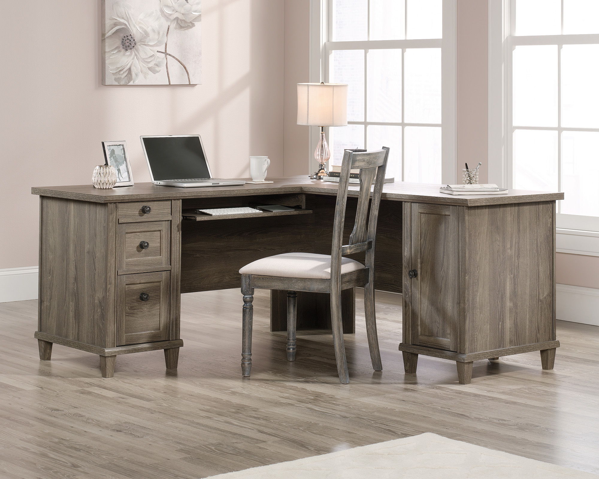 L-Shaped Desk in Emery Oak