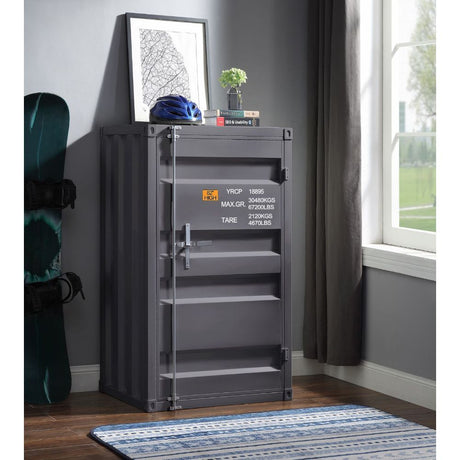 KD, Rectangular Chest • Storage: 1 Metal Door (Inside: 5 Compartments w/4 Metal Shelves) • Features: Metal Frame, Recessed Panels (Cargo Container Panels), Full-Length Container Lock • (NO LEGS) •• CONSTRUCTION •• Metal Case: Iron Plate (40 x 40mm)