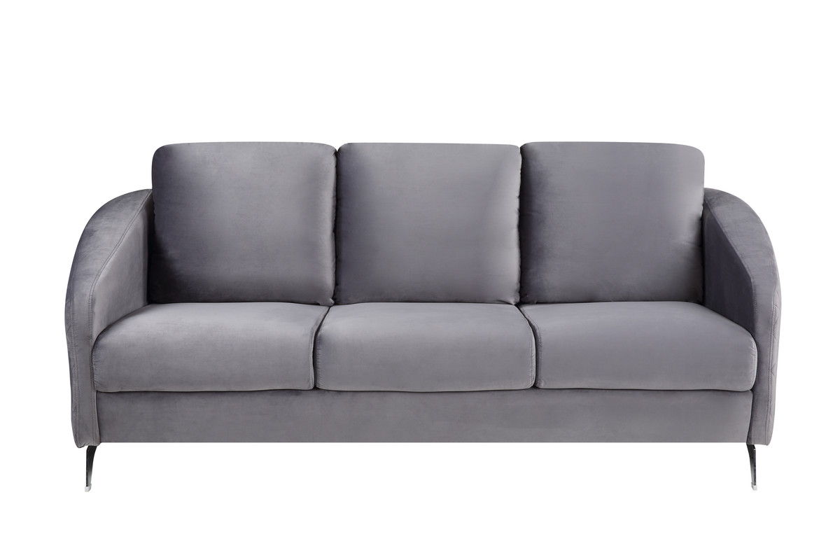 Sofia Gray Velvet Fabric Sofa Loveseat Chair Living Room Set