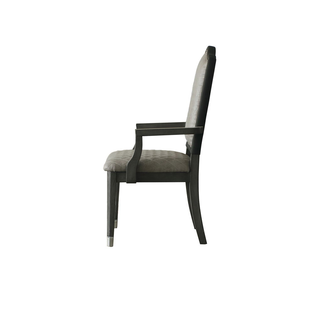 House Beatrice - Arm Chair Set of 2) - Two Tone Gray Fabric & Charcoal