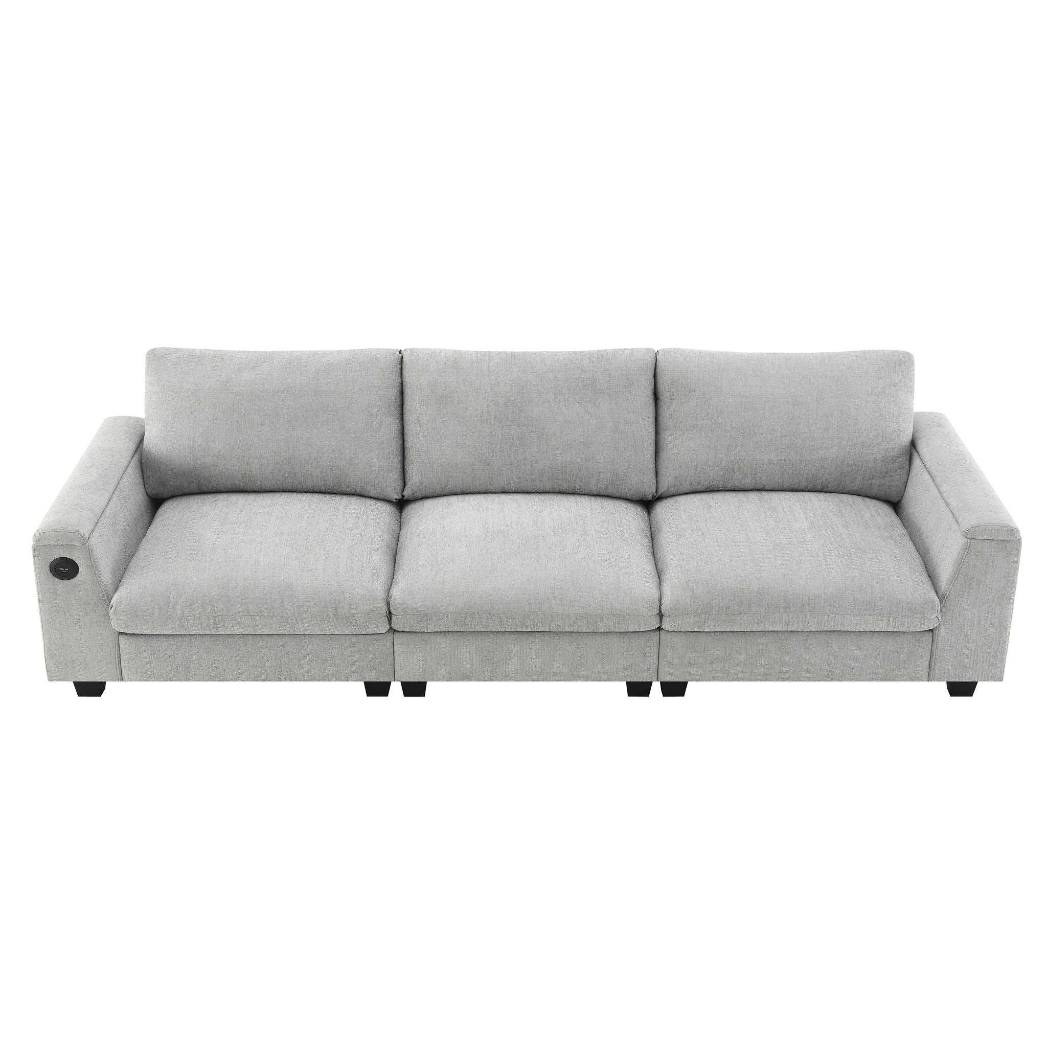 Sectional With Bluetooth Speaker Comfy Cloud Couch Set With Drop Down Table Cup Holders, USB Charger Storage Armrest Wide Seat Sofa