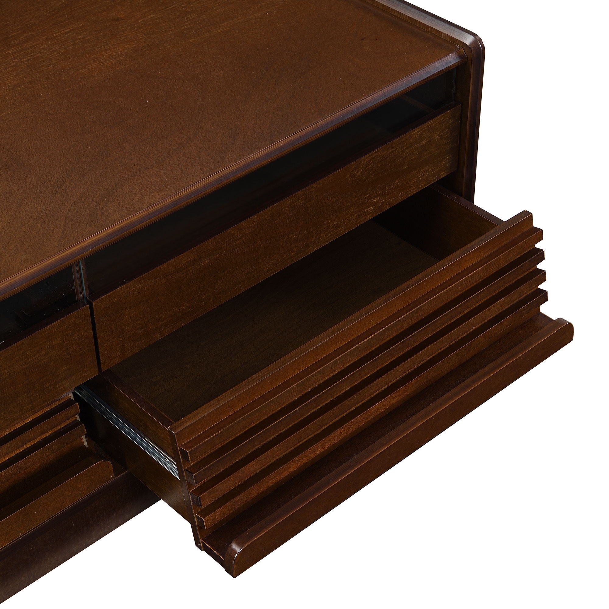 Modern Rectangle Coffee Table With 4 Drawers And 2 Display Shelves