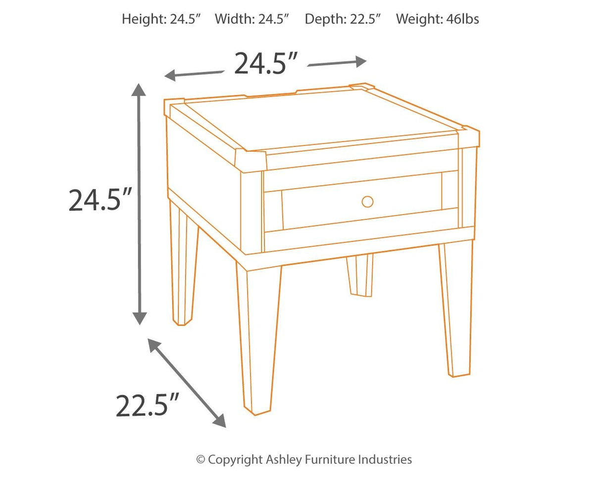 Ashley Furniture Todoe - Dark Gray - Rectangular End Table | Meri Furniture