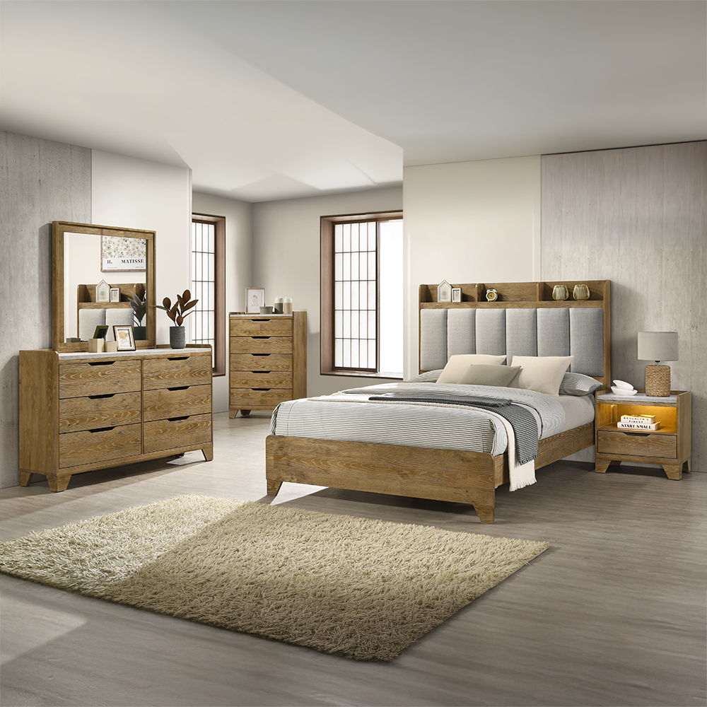 Garcia - Nightstand With LED - Light Brown