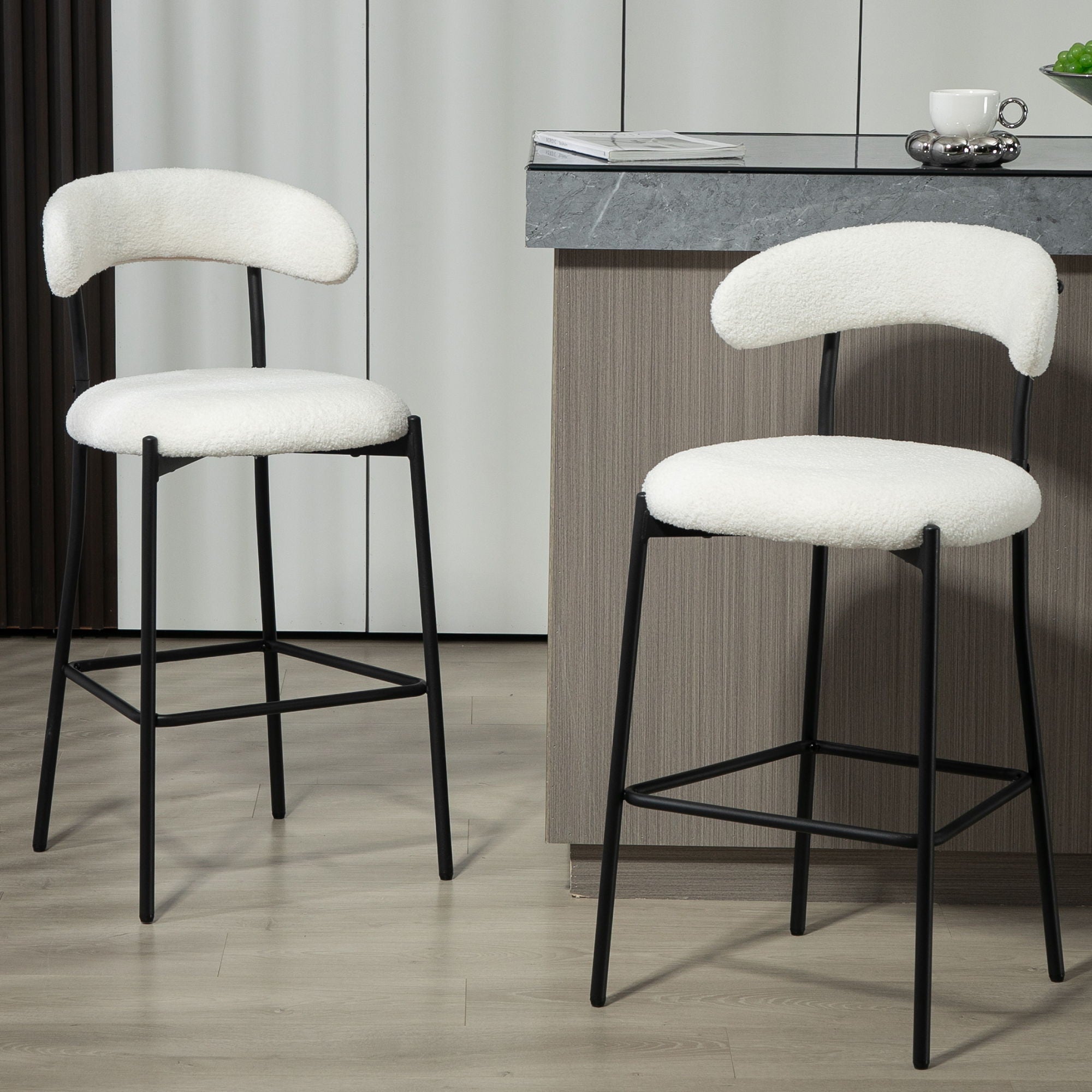 Counter Height Bar Stools With Powder Coating Base And Footrest