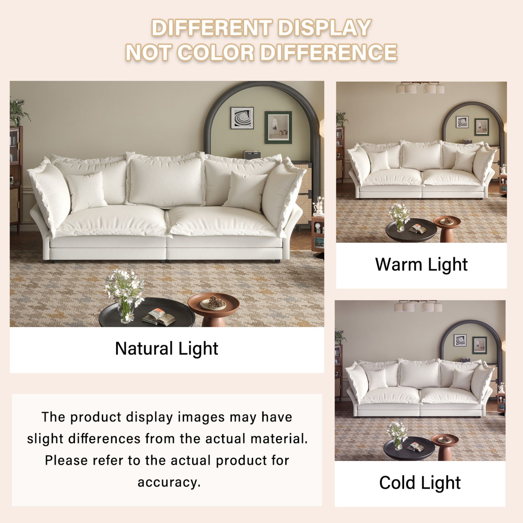 Modern Comfy Upholstered Sofa Cloud Couch, Deep Seat Couches With Multiple Large Soft Pillows