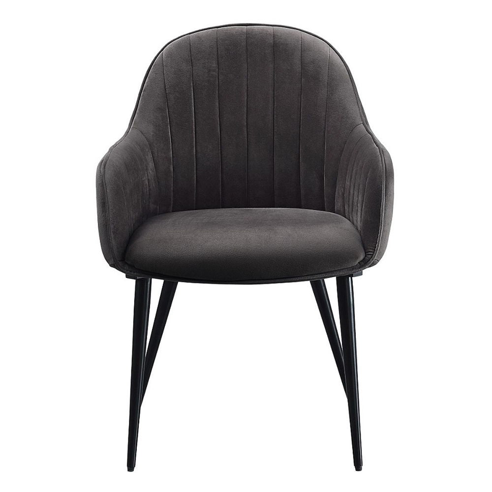 Caspian - Side Chair Set of 2) - Dark Gray Fabric & Black