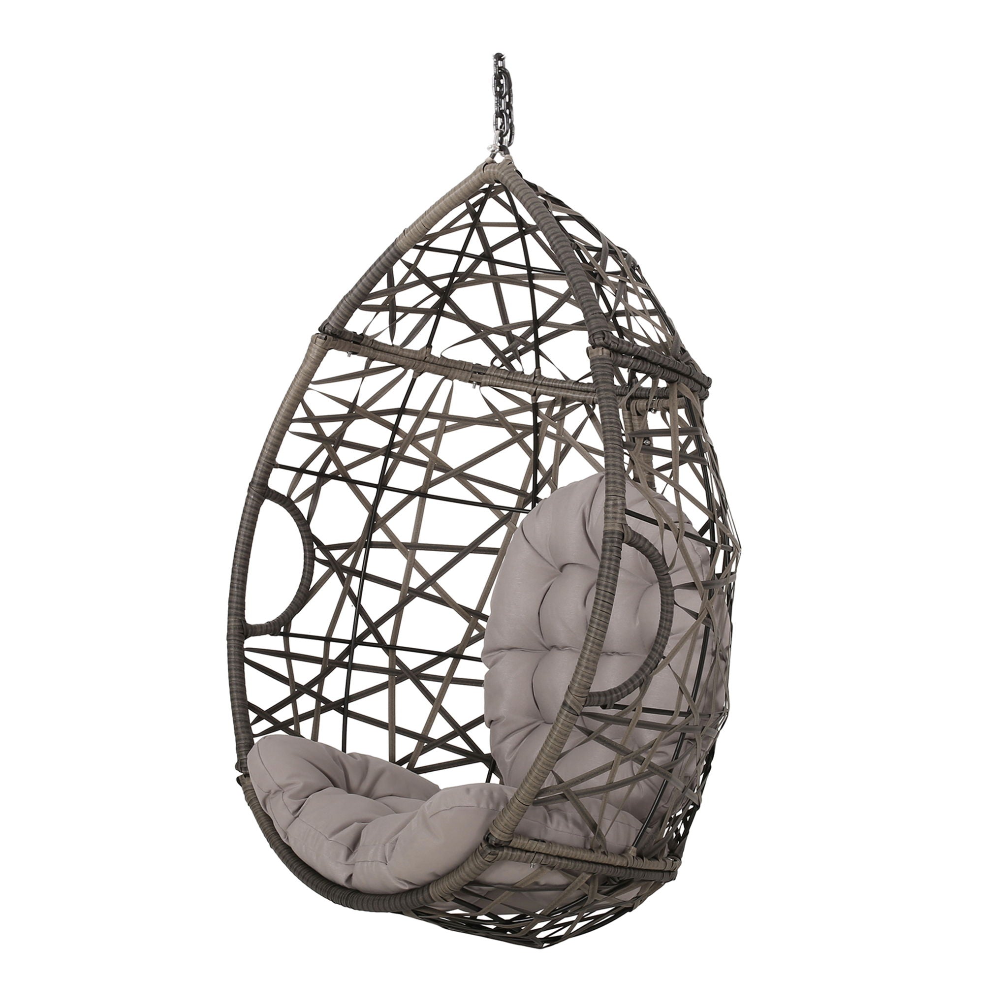 Marlin Hanging Egg Chair Basket With Teardrop Design - Gray