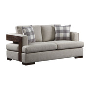 Niamey - Loveseat With 2 Pillows - Fabric & Walnut